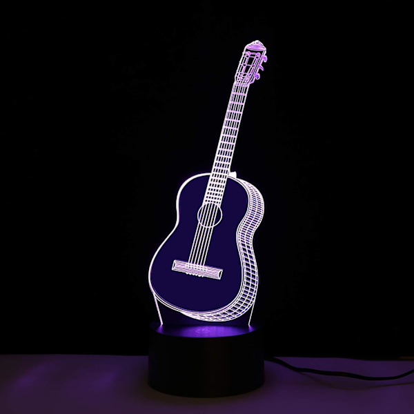 3D Illusionslampe, LED nattlys Gitarform Lampe Fargeskiftende Dekorativ Smart Berøringsbordlampe for soveromsdekorasjon Bursdagsgaver