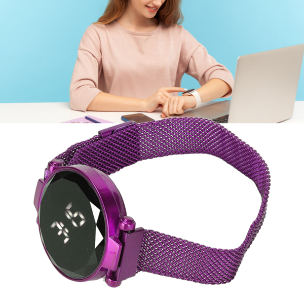 Kvinnor LED- watch LED-pekskärm Stor skärm Hållbar legering Modedesign Digital LED- watch för flicka Kvinnor Vuxen (Purple