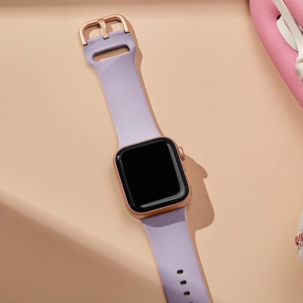 Apple Watch-rem i myk silikon Sportsarmbåndserstatning, egnet for hele serien av Iwatch (Lavender-Grå 42/44/45 mm)