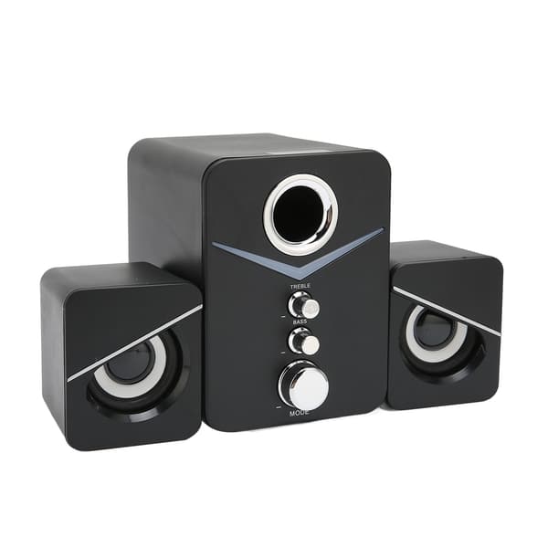 D‑221 Bluetooth-computerhøjttaler med dyb bas, 2.1-kanals mini-skrivebordshøjttaler til bryllupsfest, sort