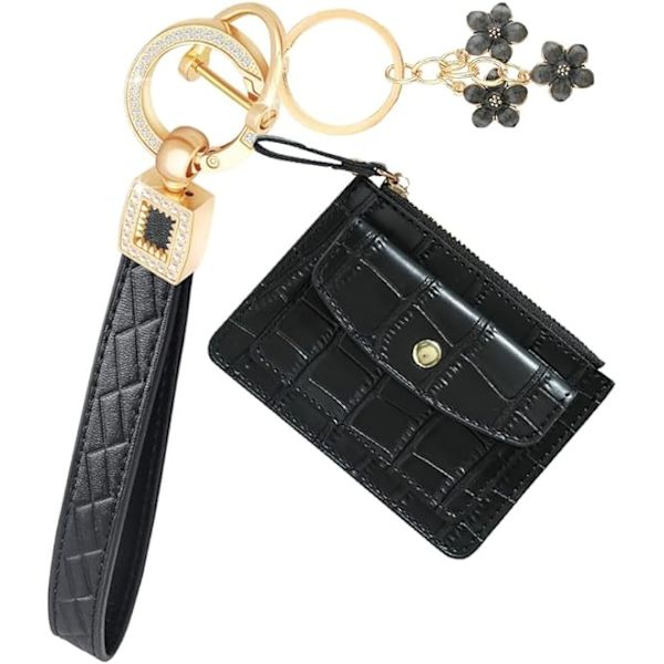 Nøkkelring Armbånd Nøkkelring Lommebok for Kvinner Bil Nøkkelring Armbånd Nøkkelring Dame Nøkkelring for Nøkler Deep Black