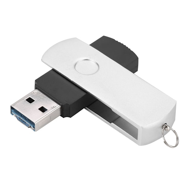 2 i 1 Metal Rotate Flash Drive USB3.0 til Android USB Drive Memory Stick U Disk 16G (Sølv)