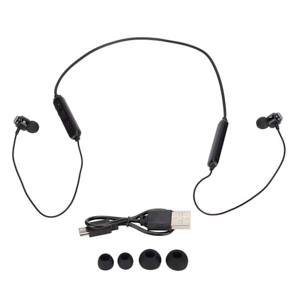 Bluetooth Headset Neck Mounted Wireless Headset Neckband Sports Headset Noise Reduction Earplugs with MicrophoneBlack