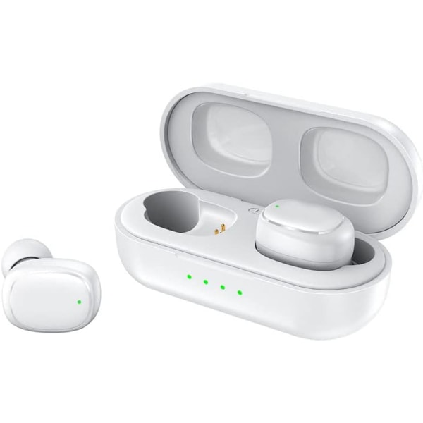 Langattomat nappikuulokkeet pienille korville, vain 3 g kevyet, stereobassoiset Bluetooth-nappikuulokkeet, IPX6-vedenpitävät, pikalatauskotelo, Bluetooth-kuulokkeet White