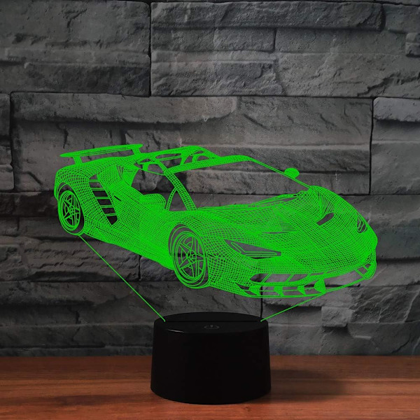 3D Sportbil Fjärrkontroll 16 Färger Nattlampa Illusion Akryl LED Bord Sänglampa Barn Sovrum Skrivbords Dekoration Födelsedagspresenter Leksak för Barn