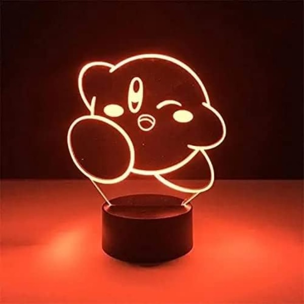 3D Nattlampa för Pojkar Flickor Kirby 3D Nattlampa Söt Cartoon Spel Anime Heminredning Lampa Kawaii Barnfödelsedagspresent Lampa Led Illusion Ljus