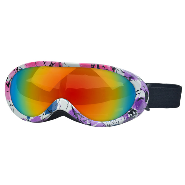 Nye ettlags skibriller, høyoppløselig anti-ultrafiolett vindbriller, snøbriller for voksne og barn (rosa lilla)