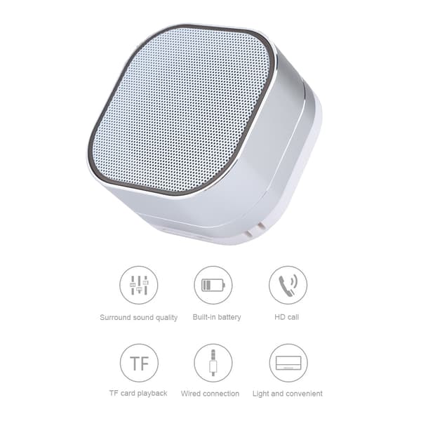 Mini bærbar trådløs computer Sub-woofer Bluetooth-højttaler understøtter TF-kort (sølv)