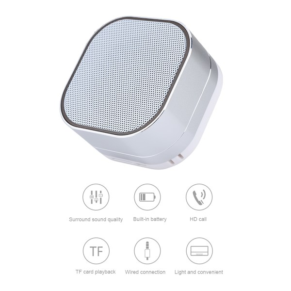 Mini kannettava langaton tietokoneen sub-woofer Bluetooth-kaiutin tukee TF-korttia (hopea)