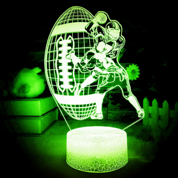 3D Rugby Nattlampa Illusion 16 Färgväxlande Fjärrkontroll Bordsskiva Dekorationslampor Akrylplatt ABS-bas USB-kabel Födelsedagspresent Leksaker