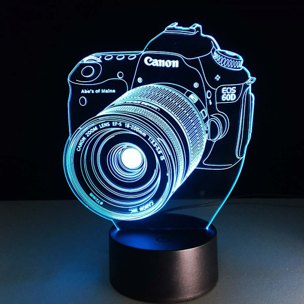 Qinwei Kamera 7 Farve Skiftende Natlampe 3D Atmosfære Lys 3D Visuel Illusion LED Lampe til Børn Jule Fødselsdagsgaver