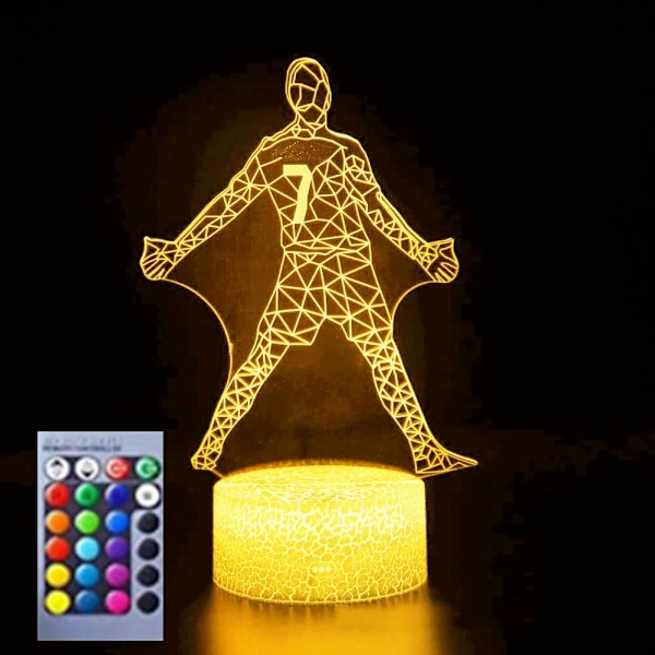 3D Fodbold Natlys Lampe Illusion Natlys 16 Farveskiftende Bordskrive Dekoration Lamper Gave Akryl Flad ABS Base USB Kabel Legetøj