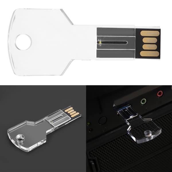 Bärbar transparent nyckelformad 16G Mini USB U-disk Flash Drive Minnespinne U-disk