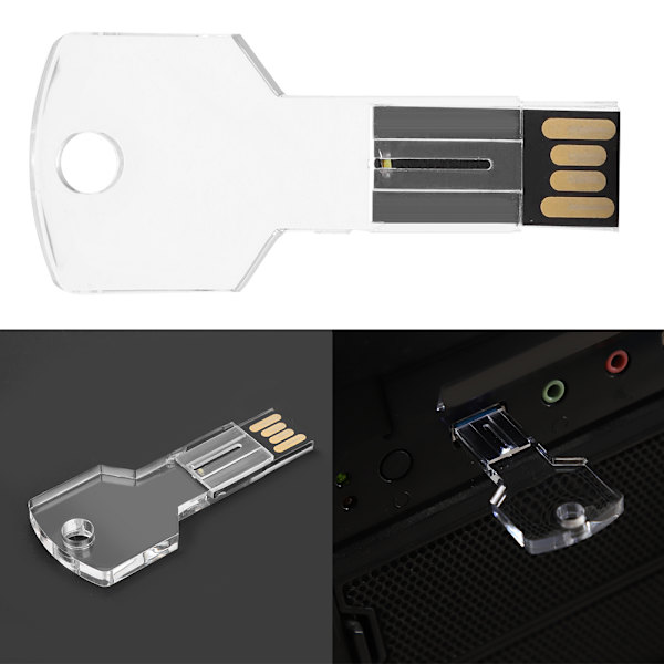 Kannettava läpinäkyvä avaimen muotoinen 16G Mini USB U-levy Flash-muistitikku U-levy