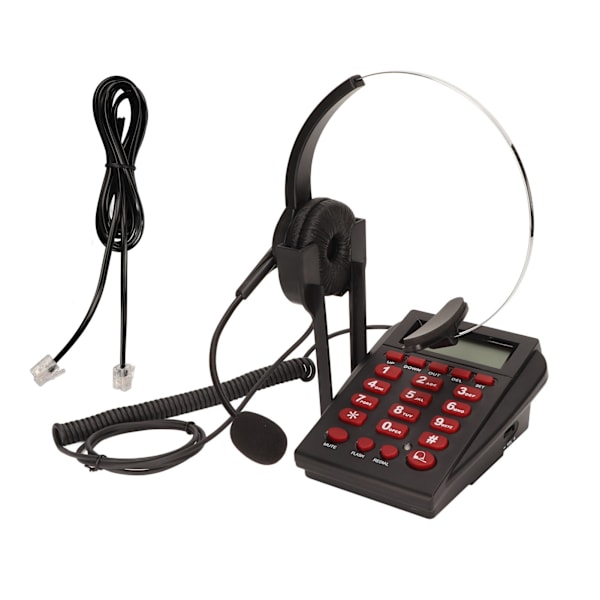 Brusreducerande sladdtelefon med headset, knappsats och samtals-ID för hem, callcenter och kontor