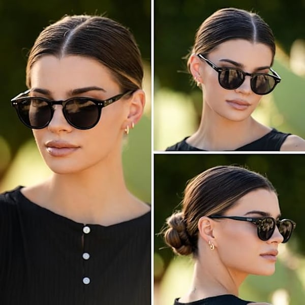 WearMe Pro Polarisoidut Klassiset Pyöreät Retro Naisten Aurinkolasit Black Frame
