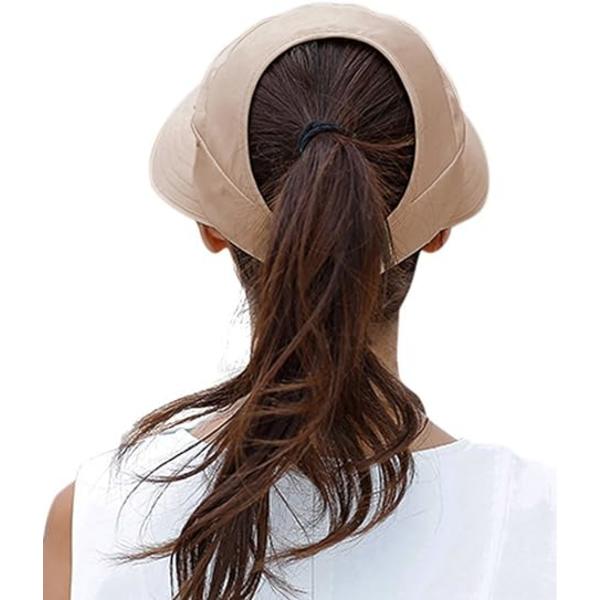 Solhatte til kvinder med bred skygge, UV-beskyttelse, solhatte, strandhatte, pakkelige solhatte Khaki