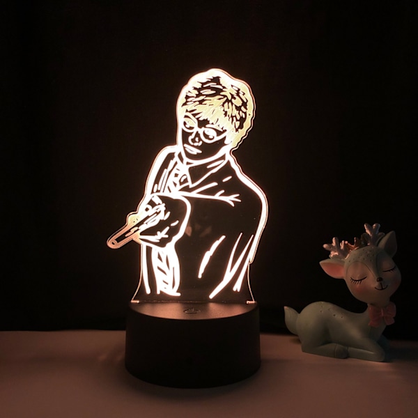 Qinwei Magic Academy Harry Potter Nattlampa 3D LED Illusion Lamp för Barnrum Dekorativ Lampa -- Mönster N（Svart Säte）