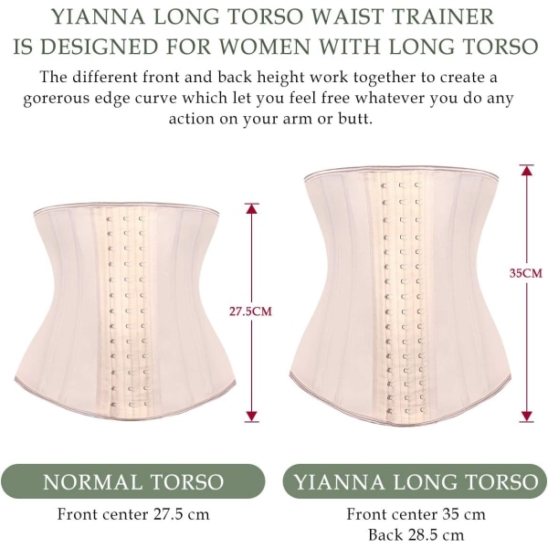 Lang Torso Waist Trainer til kvinder Underbust Korsetter Cincher Sport Girdle Beige 17 Steel Boned 3XL