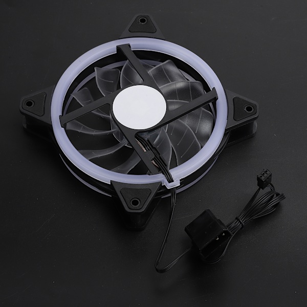 Chassis Fan Computer Cooler Mute Desktop PC Tilbehør Monokrom RGB Dobbelt Blænde 12cm (Dobbelt Blænde Hvidt Lys Skruer)