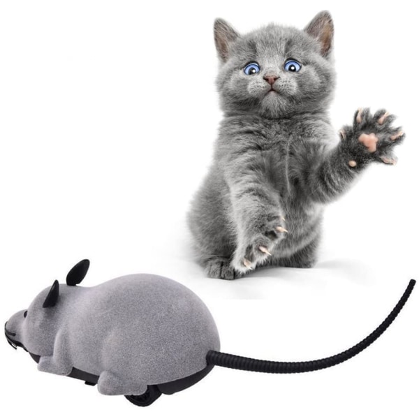 Remote Control Toy for Cats Funny Chasing Electric Kitten Toy Simulation Animal Toys (Grey)