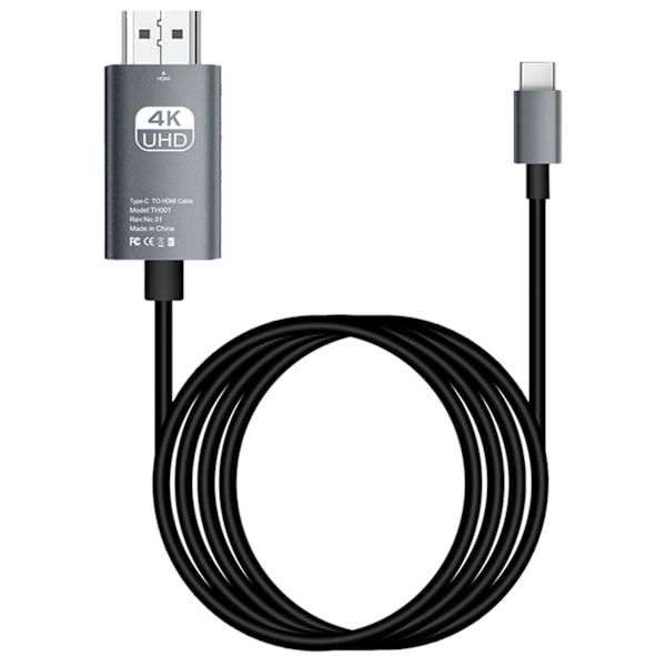 Type C til HD Multimedia Interface-kabel, der understøtter 4K 16 Gbps Type C til HD-kabel DP-alternativ tilstand til TV-skærm, sort