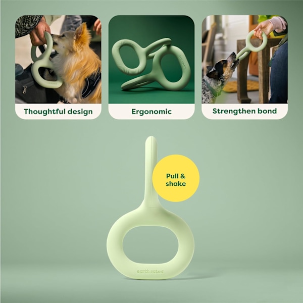 Earth Rated Dragkamp Leksak för Hundar och Valpar, Interaktiva Hundleksaker, Ergonomiskt Grepp, Naturgummi, Liten, Grön