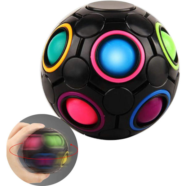 Roterende Stress Rainbow Ball Infinity Relief Spinner Fidget Toy til voksne og børn - pædagogisk magisk terningpuslespil (sort)