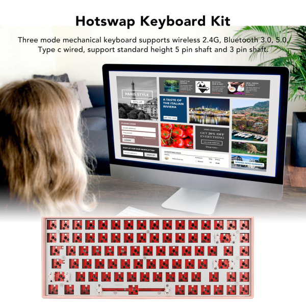 Støtte for 84 nøkkel mekanisk tastatur DIY Kit Trådløst 2.4G Type C kablet Bluetooth 3.0 5.0 Hot Swap mekanisk tastatur med RGB