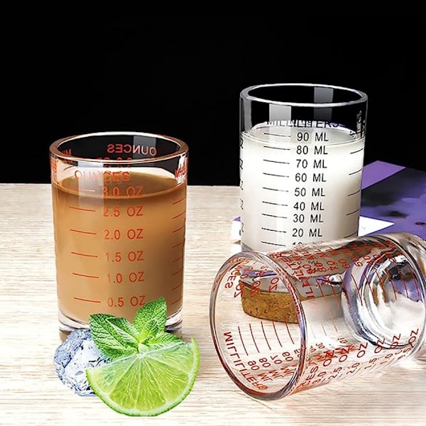 Shotglas Målkop 3 Ounce/90ml Flydende Tungt Højt Espressoglas 2 Stk ( Sort 90ml 2stk)