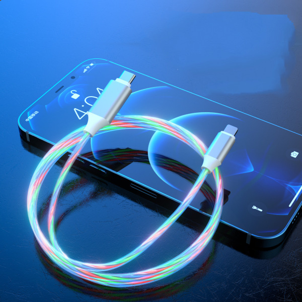 iPhone-oplader, 3ft LED RGB-lys, gradvist USB til Lightning, hurtigopladningskabel, stærk kobbertråd, flettet datasynkroniseringssnor