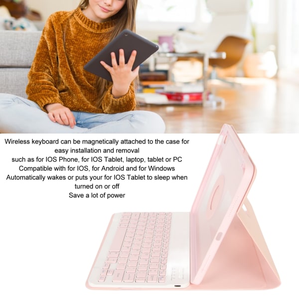 Tastaturdeksel med pennholder for IOS Tablet Air4 10,9 tommer for IOS Tablet Air5 10,9 tommer nettbrett 32,8 fot nettbrettdeksel rosa