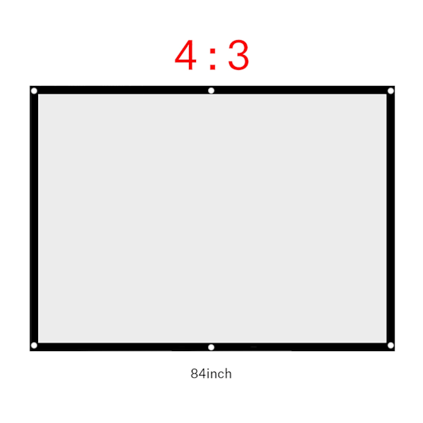 1 stk. Bærbar Foldbar NOn crease Hvid Projektor Gardin Projektionsskærm 4:3 (84 tommer)