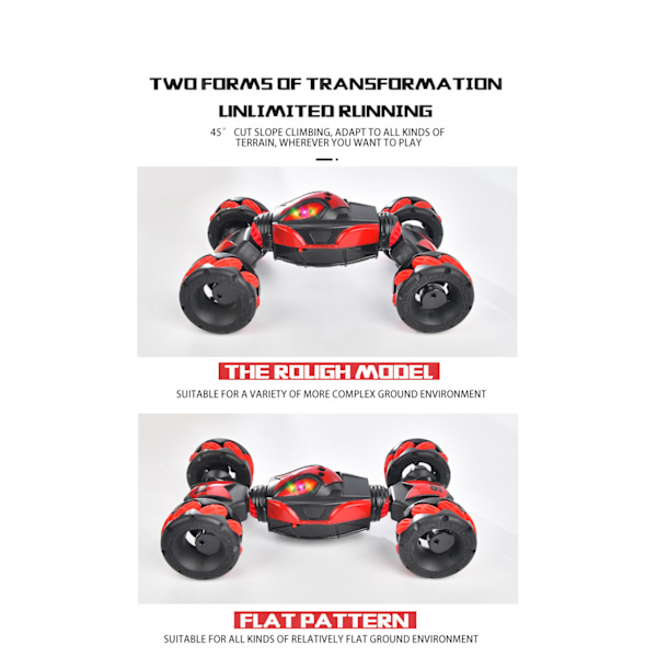 Sähköinen RC-auto - 2.4G 4WD RC-temppuauto, ohjaussauvan ohjaus, eleentunnistus, 2 ladattavaa akkua, lahja pojille ja tytöille 6+
