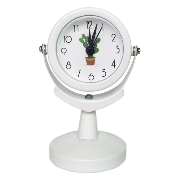Radyo Alarmlı RF Saat Analog Alarm Masası Ölçeksiz Çalar Saat - Beyaz, 6 x 9,5 cm