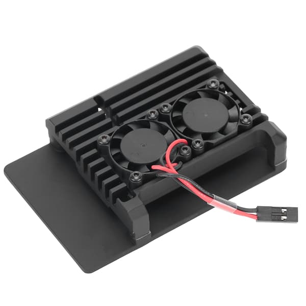 Aluminiumlegeringsskal til Raspberry Pi 4B med dobbelt køleventilator Kompatibel med Pi2b 3b 3b 4B