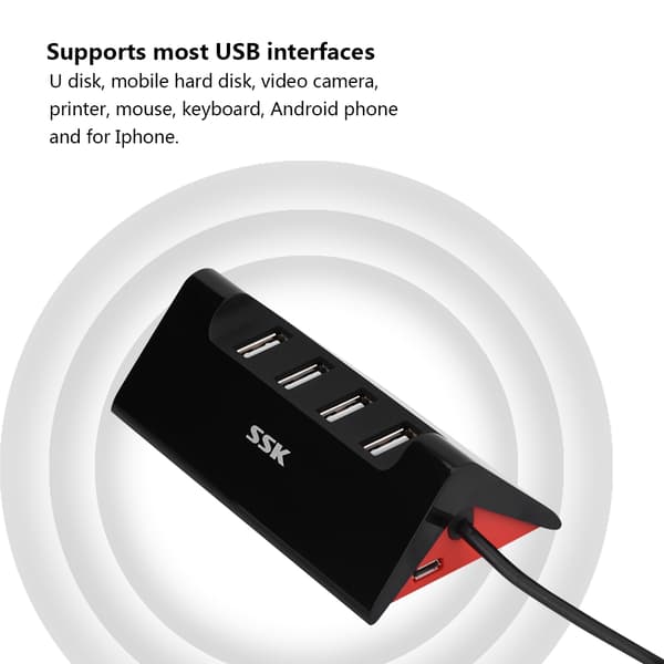 SSK Fire USB2.0 Hub Splitter HUB Bærbar Konvertere Utvidere 480Mbps