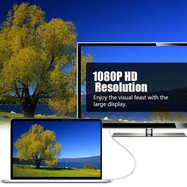 1,8 m / 5,9 fod Type-C-interface til HDMI 1080P 4K-kabeladapter Han til Han-konverter