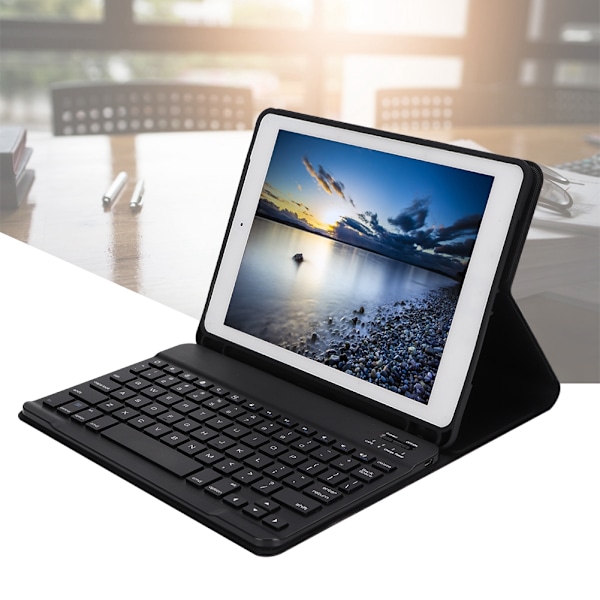 FT&#8209;1030E Smart Sleep Tablet Bluetooth Keyboard Protector med pennfack för iOS Mörkblå