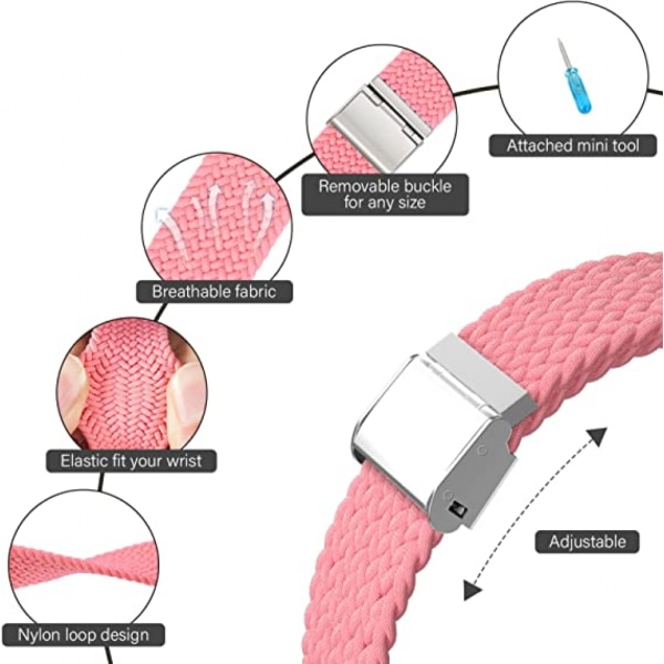 For Elastisk Flettet Loop til Apple Watch Rem 38mm  40mm 41mm Kvinder/Mænd, Solace Elastics Stretch Nylon Sport Rem armbånd til iWatch rem serie