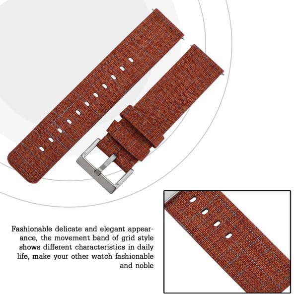 Udskiftningsrem til Fitbit Versa Canvas Grid Strap - Rem med Grid-mønster (Orange)