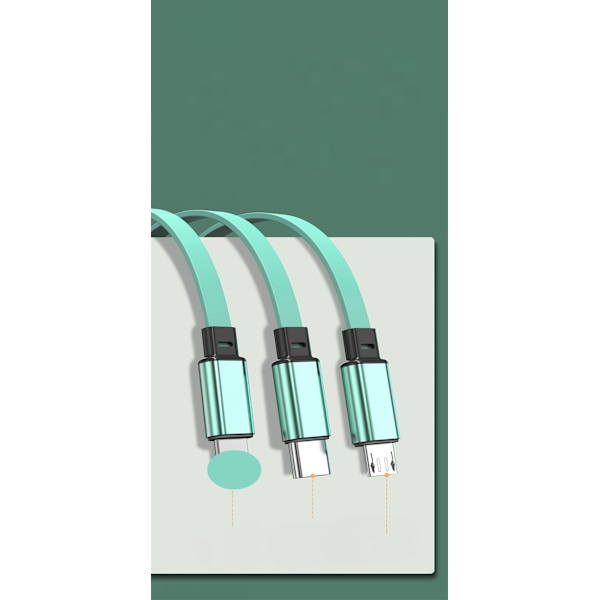 Indragbar snabbladdningskabel 2.4A, envägs indragbar 3-i-1 USB-laddningskabel kompatibel med mobiltelefoner/surfplattor