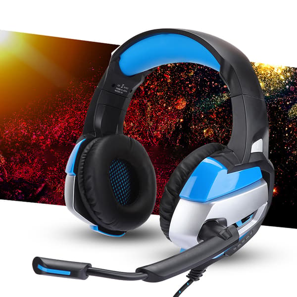 K5 Sort Blå ABS Gaming Headset Lysende Hovedtelefon med Mikrofon til Mobiltelefon ComputerSort Blå