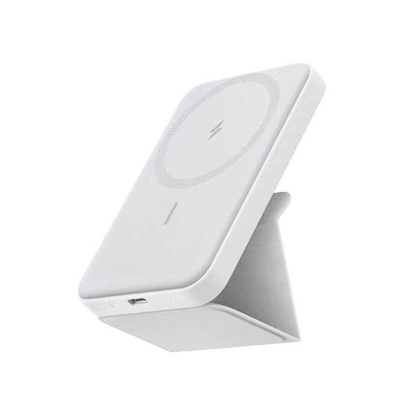 Anker Lader Treasure MagGo Magnetisk Beltefeste Trådløs Lading Bærbar 5000mAh Mobilt Strømsystem Kompatibel White A1611 With Stand