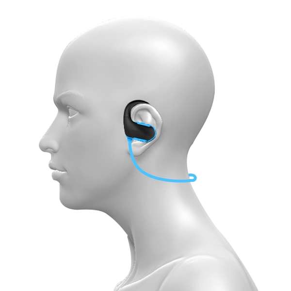 16G Q12 Bluetooth MP3 Ear Hook Headset til MP3/WMA/WAV/APE/FLAC til IOS/Android Blå