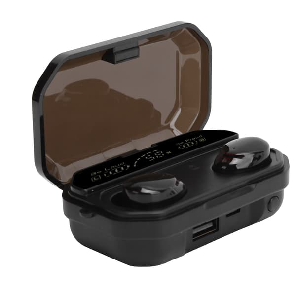 Bluetooth-øretelefoner Trådløs LED-strømanvisning Touch Control Earbuds med opladningsboks Sort