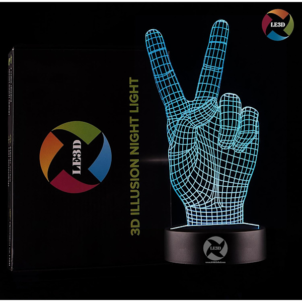 3D Optisk Illusions Nattlys - 7 LED Fargeskiftende Lampe - Kaldt Mykt Lys Trygt for Barn - Skaper Fantastiske Drømmer