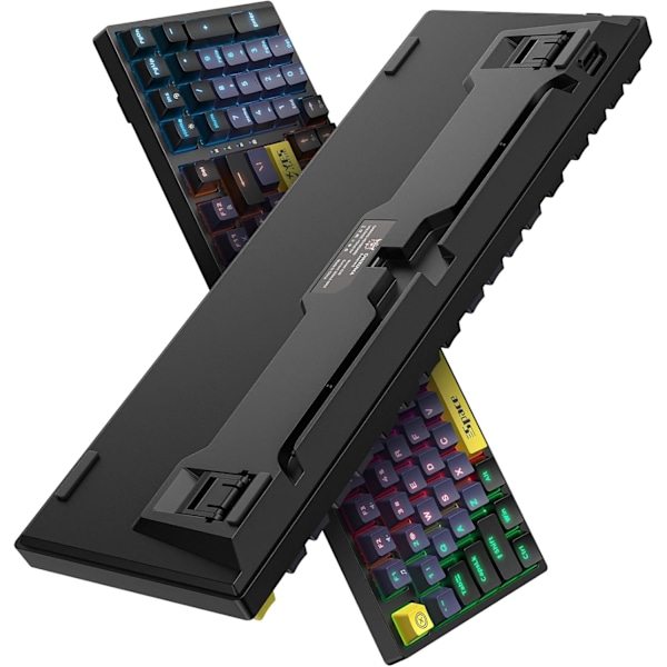 80% Mekanisk Gaming Tastatur, 98 Taster Kompakt, Blød Taktil Brun Switch, Regnbue LED Baggrundsbelyst Tastatur, Kabelforbundet Computer Tastatur