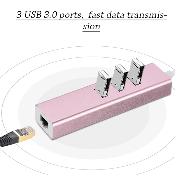 3 porter USB 3.0 Gigabit Ethernet Lan RJ45 nettverksadapterhub