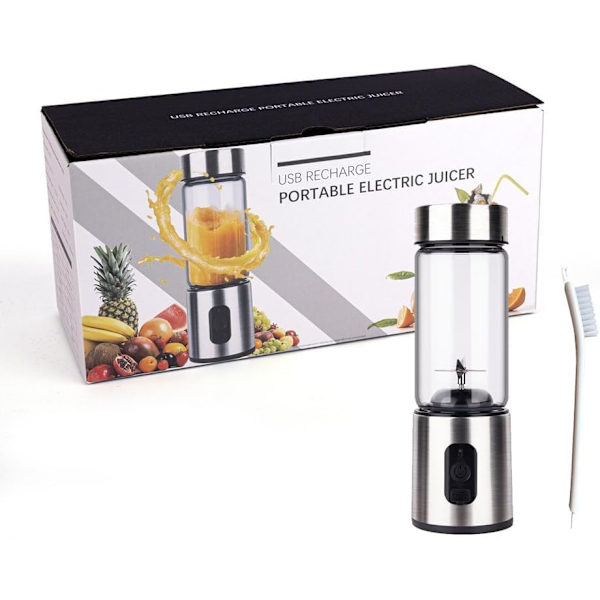 Bärbar Blender, 14 Oz Personlig Blender För Shakes och Smoothies med 6 Blad, Rostfritt Stål Mini Blenderkopp, 4000mah Usb Laddningsbar